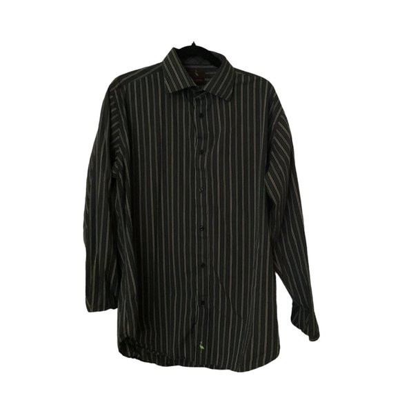TAILORBYRD Mens Multi Color Striped Long Sleeve Shirt Size XL Contrasting Cuffs - Picture 1 of 16